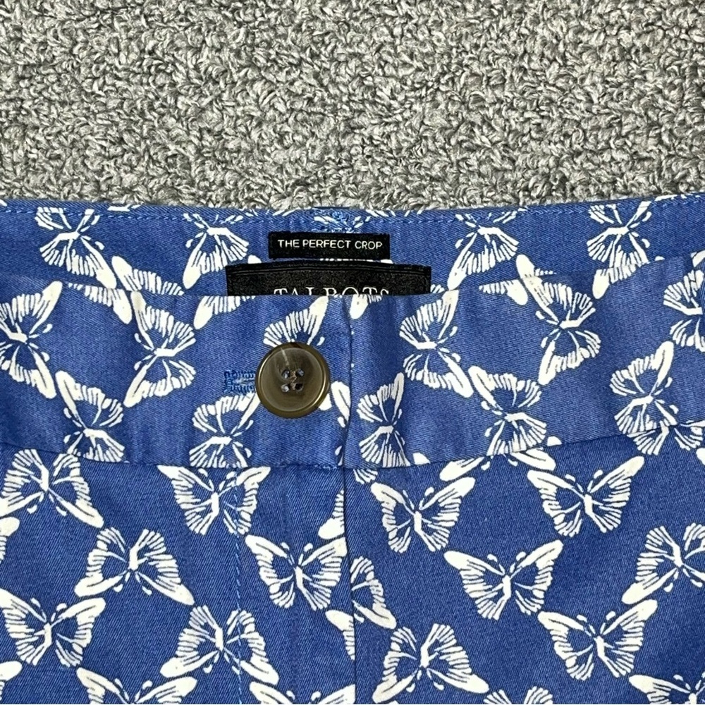 Talbots The Perfect Crop Pants Womens Size 8 Blue Butterfly Chino Stretch - Picture 4 of 9